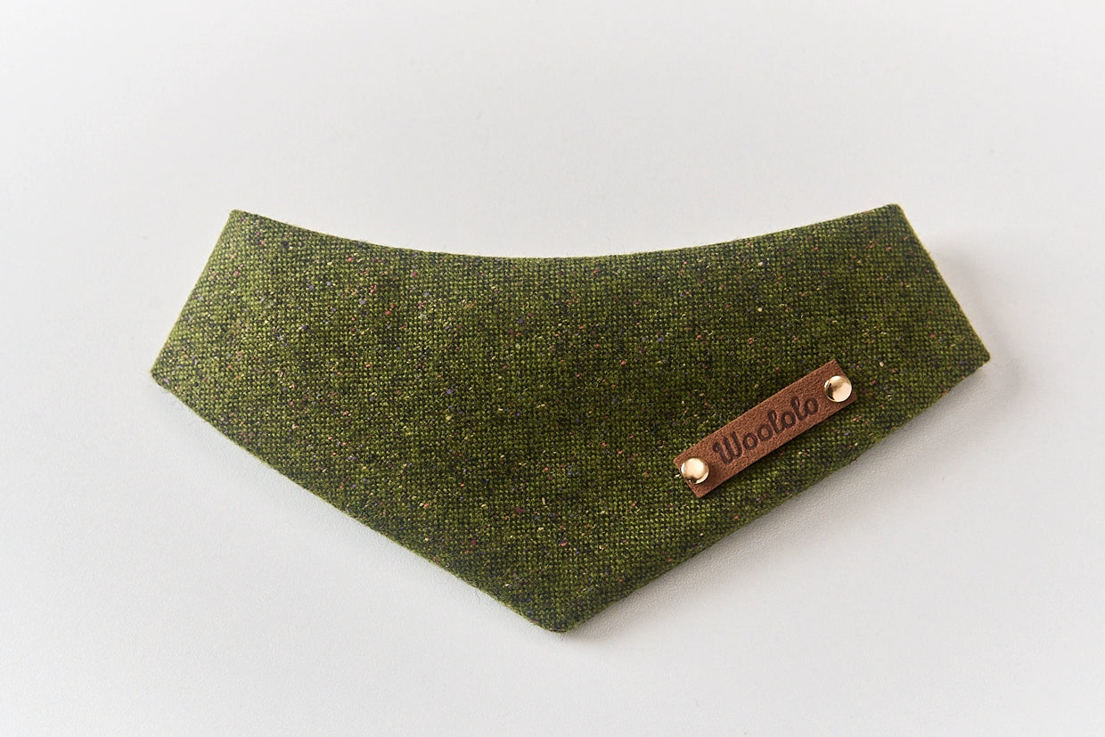 ♥85% Wool Blend♥ Moss green Drool Bib & Triangular Scarf for Cats & Dogs,Hand-made/Customized Name Tag