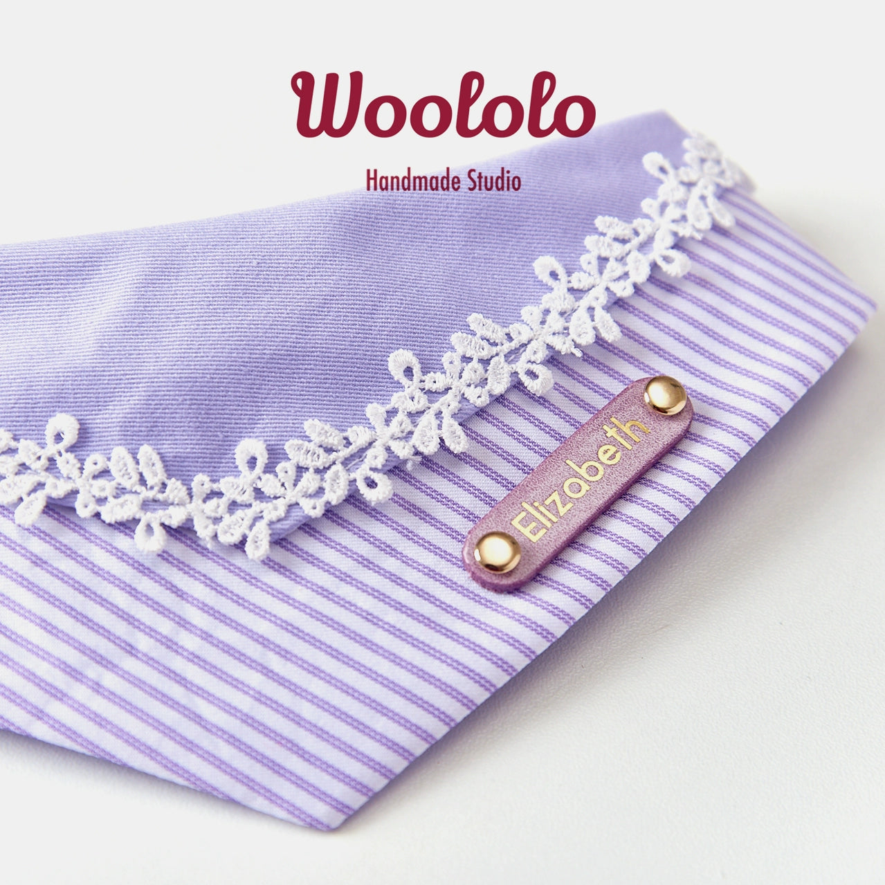 ♥Provence Lavender♥Romantic Purple like Taro Cream-Silky Cotton Triangular Drool Bib for Cats & Dogs,Handmade/Customizable Name Tag