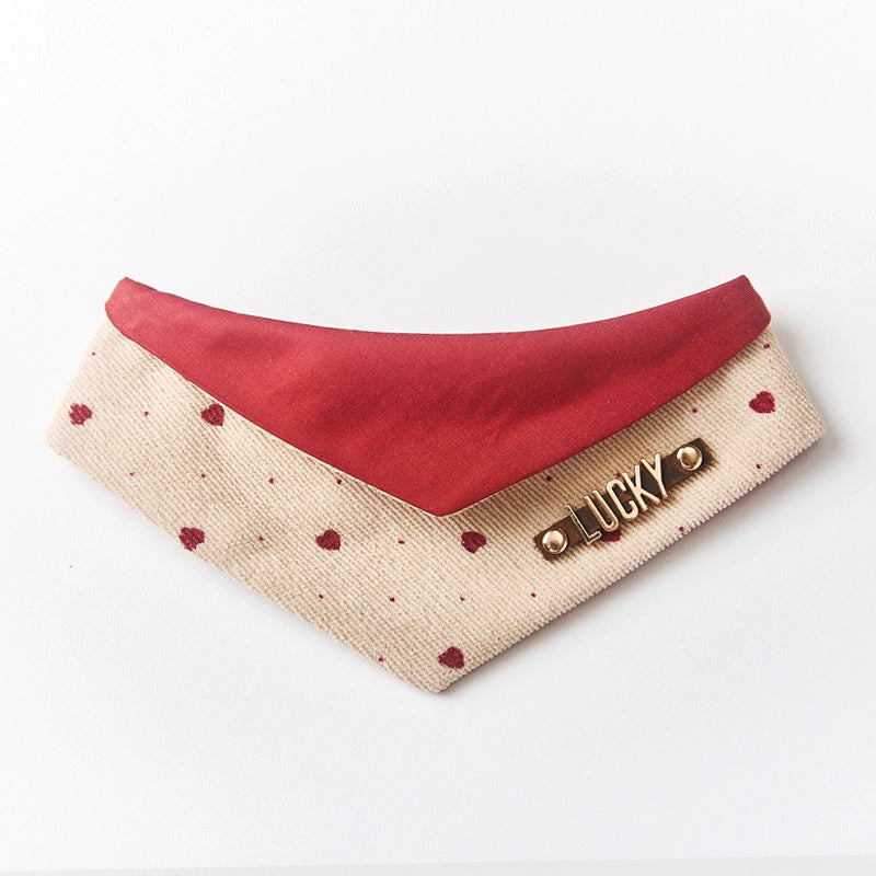 ♥My Heart Barks~♥
Christmas-themed custume corduroy bibs & scarf for cats and dogs with a heart pattern,Customizable name tag