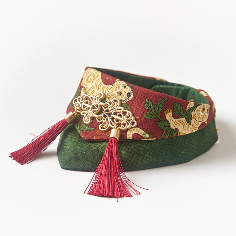 ♥I'm a Guardian Genie~♥ Chinese Dragon Boat Festival Drool Bib for Cats & Dogs, Pure Cotton Collar Bib, Hand-made/Breathable/Ancient protection