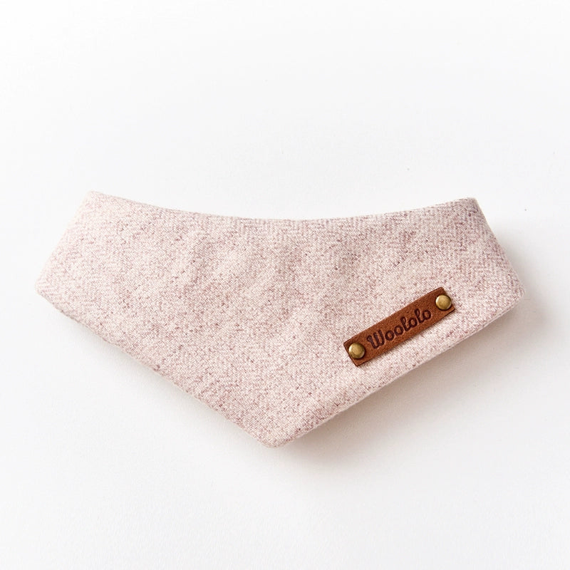 ♥65% Wool Blend♥ Oat Latte Drool Bib & Triangular Scarf for Cats & Dogs,Hand-made/Customized Name Tag