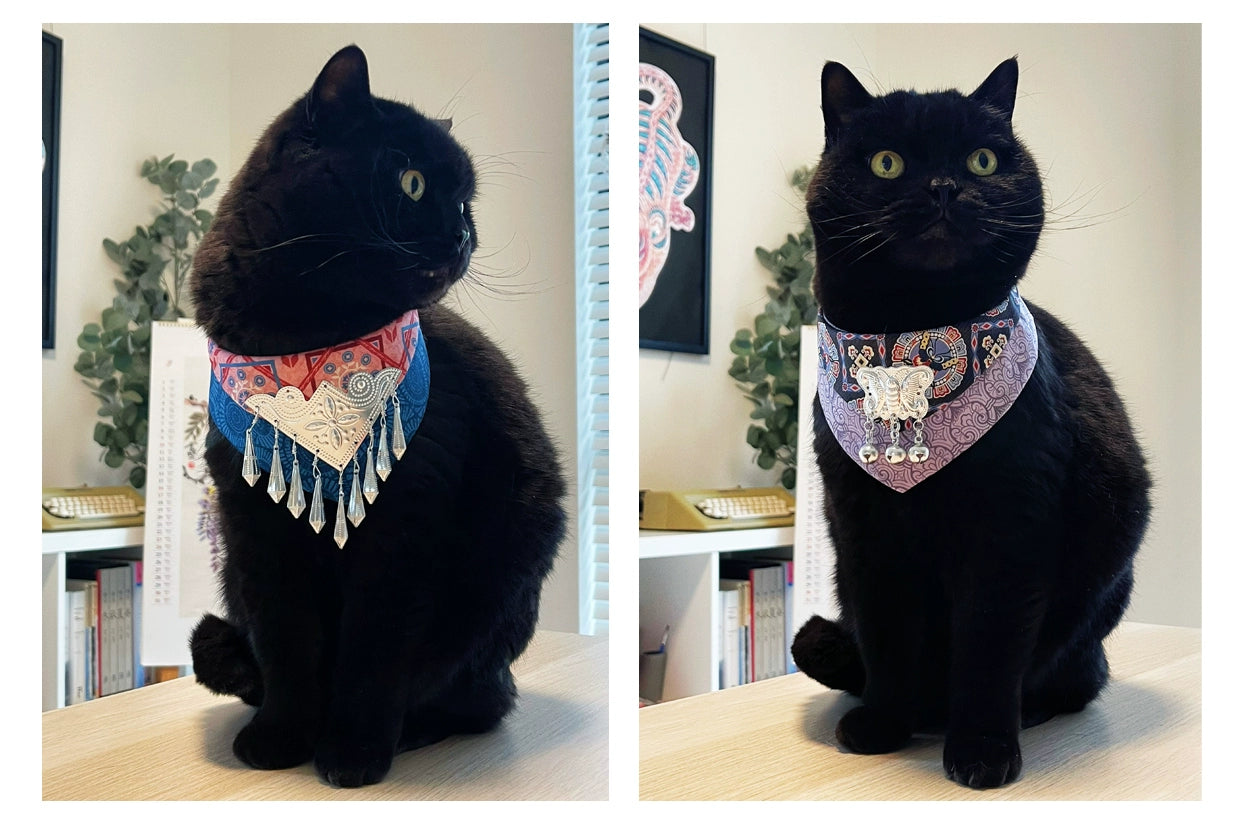 Miao ethnic: Neo-Chinese style costume bandanas, triangular scarves, accessory and collar for dogs & cats, handmade