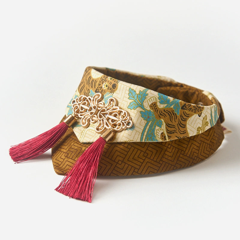 I'm a Guardian Genie: Chinese Dragon Boat Festival costume bandanas, triangular scarves, accessory and collar for cats & dogs, pure cotton/handmade/breathable/ancient protection