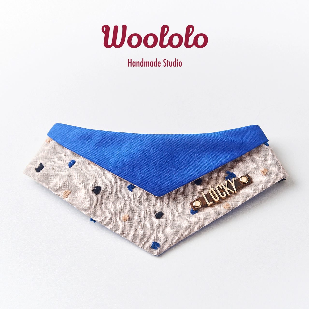 ♥I'm a Smurf~♥ Triangular Neckerchiefs for Cats and Dogs, Autumn and Winter Linen with Jacquard Patterns, Customizable Name Tag/Hand-made