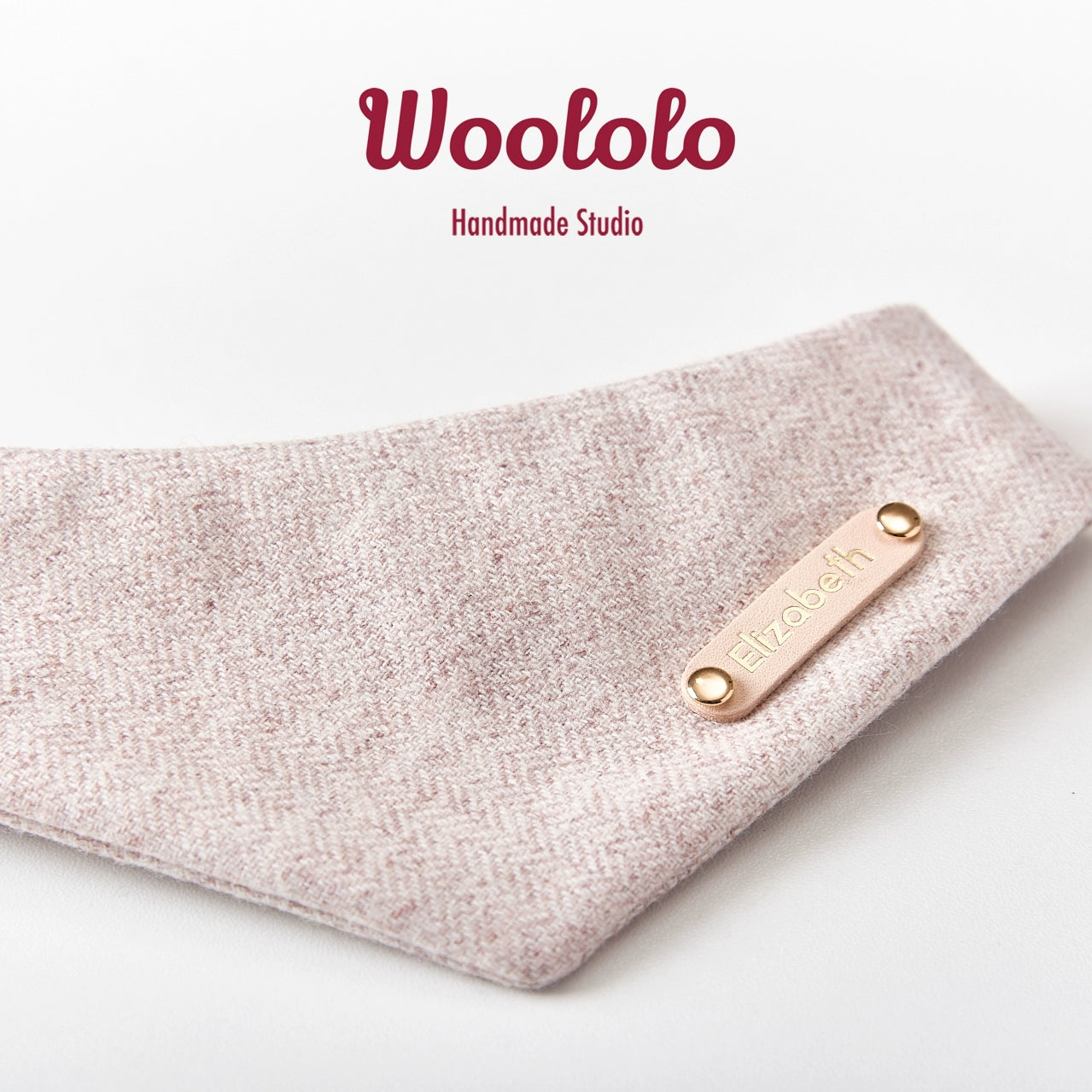 ♥65% Wool Blend♥ Oat Latte Drool Bib & Triangular Scarf for Cats & Dogs,Hand-made/Customized Name Tag