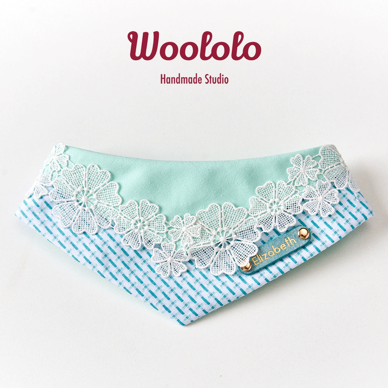 ♥Icy Mint♥ Pure Cotton Triangular Drool Bib & Scarf for Dogs & Cats,Hand-made/Customized Name Tag