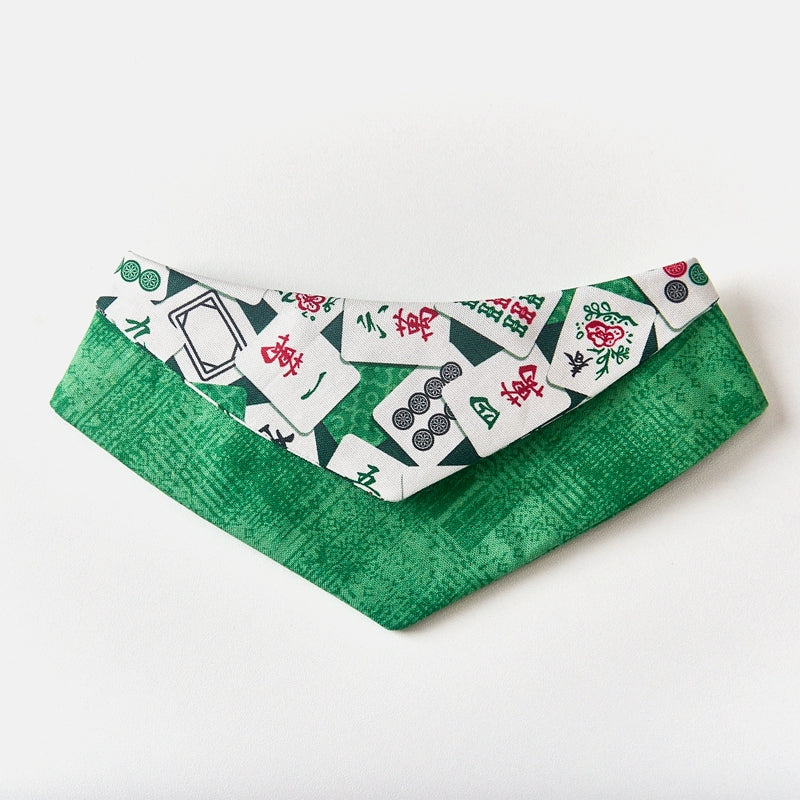 ♥Chinese Mahjong♥ Triangular Scarves with Saliva Towels, Hand-made/Customizable 3D-printed Pet Name Tag