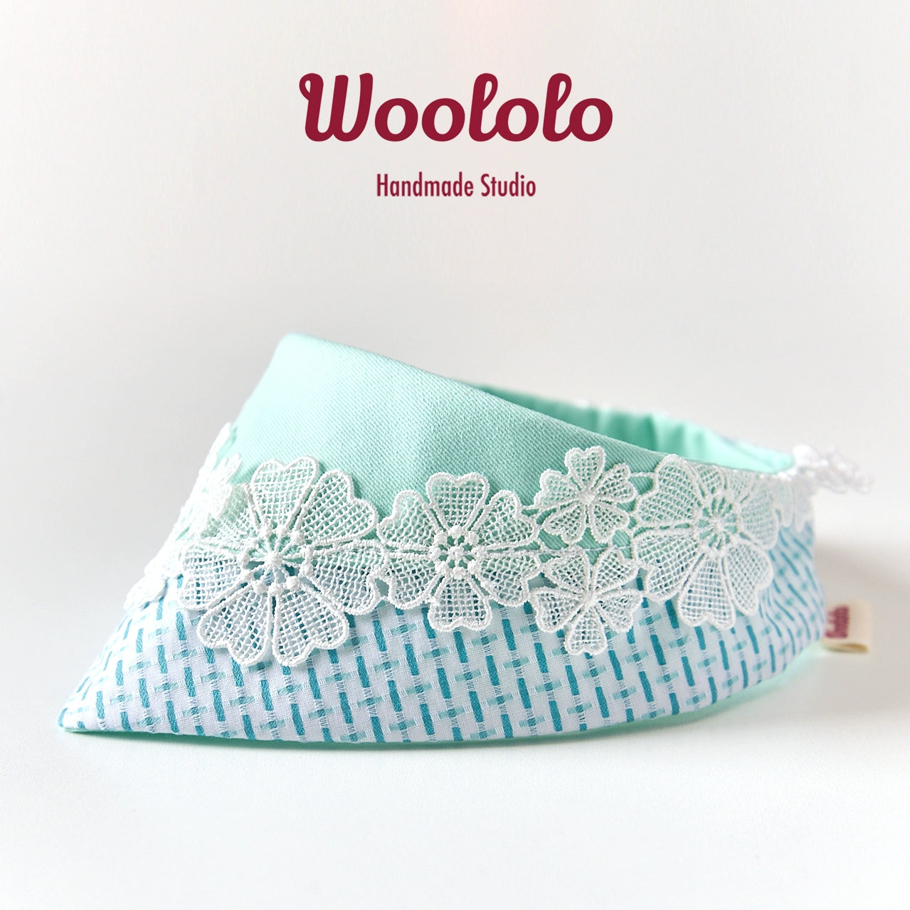♥Icy Mint♥ Pure Cotton Triangular Drool Bib & Scarf for Dogs & Cats,Hand-made/Customized Name Tag
