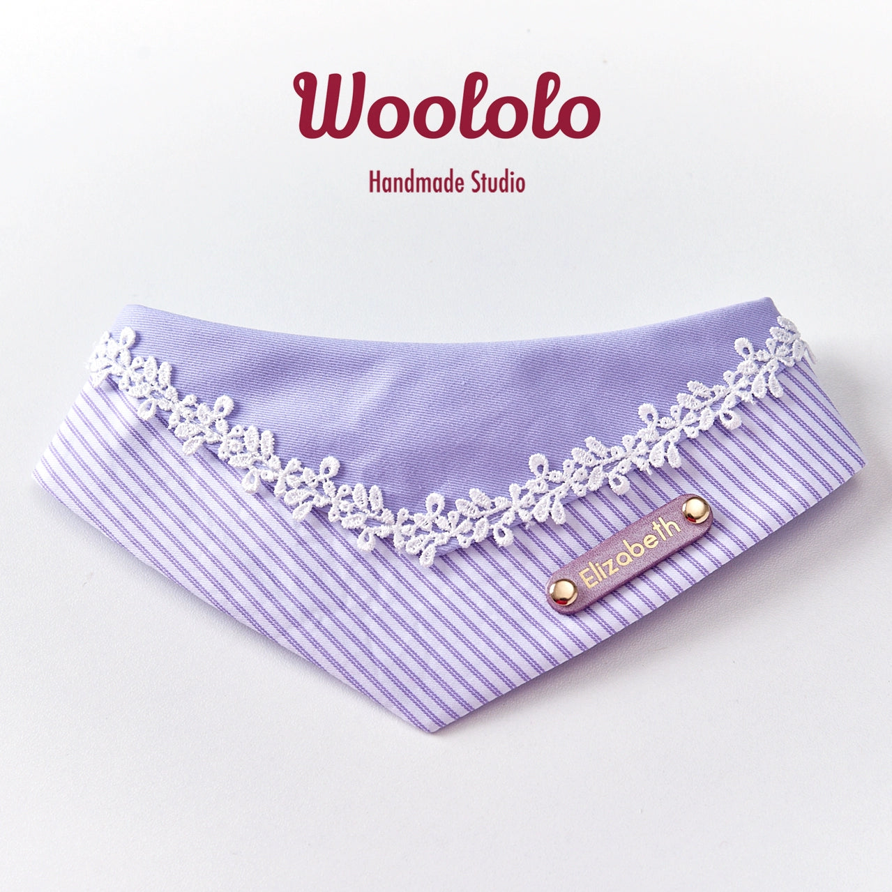 ♥Provence Lavender♥Romantic Purple like Taro Cream-Silky Cotton Triangular Drool Bib for Cats & Dogs,Handmade/Customizable Name Tag
