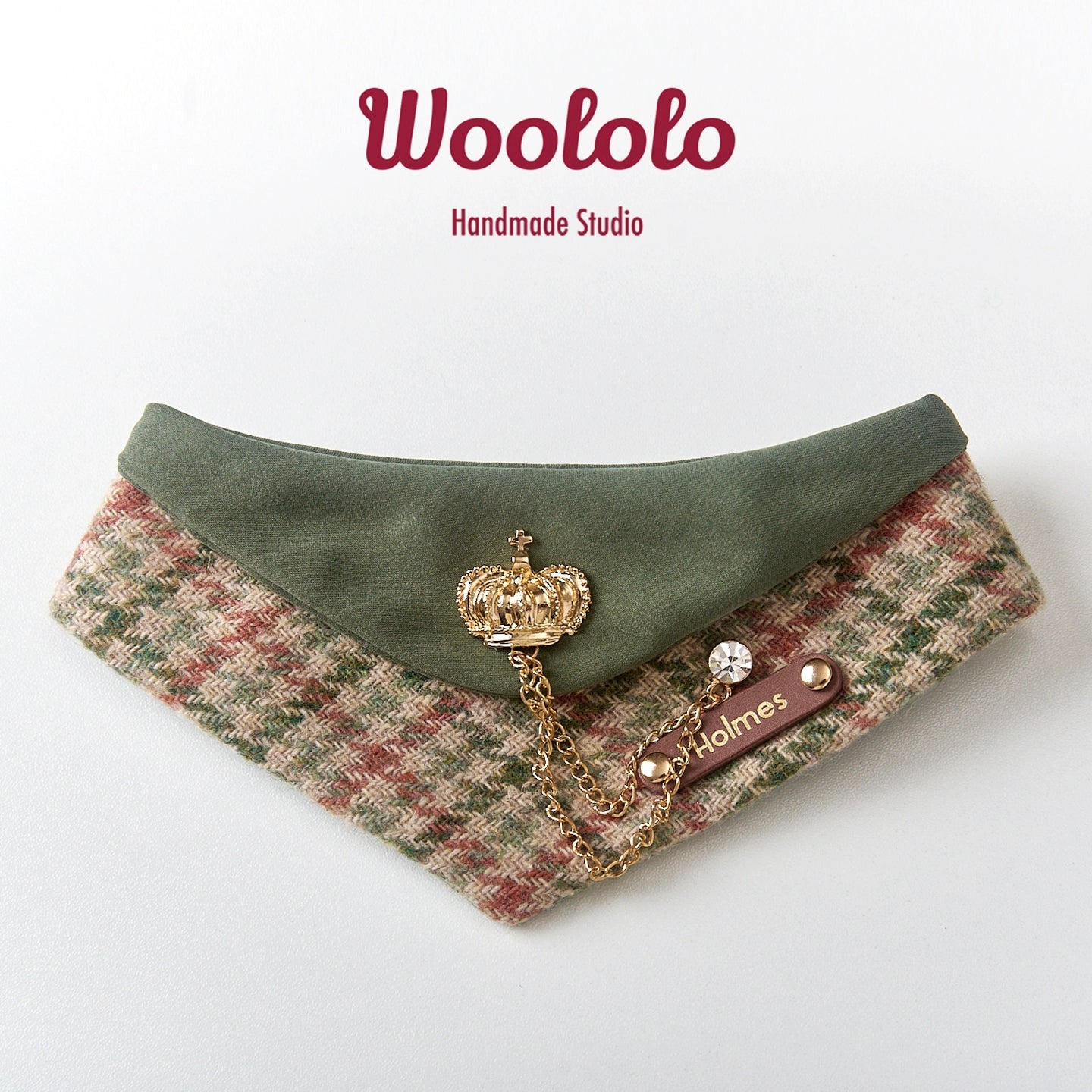 ♥Wool Blend♥ British Tweed Bibs,Triangular Scarves, and Neck Warmers for Cats & Dogs, Hand-made/customized Name Tag