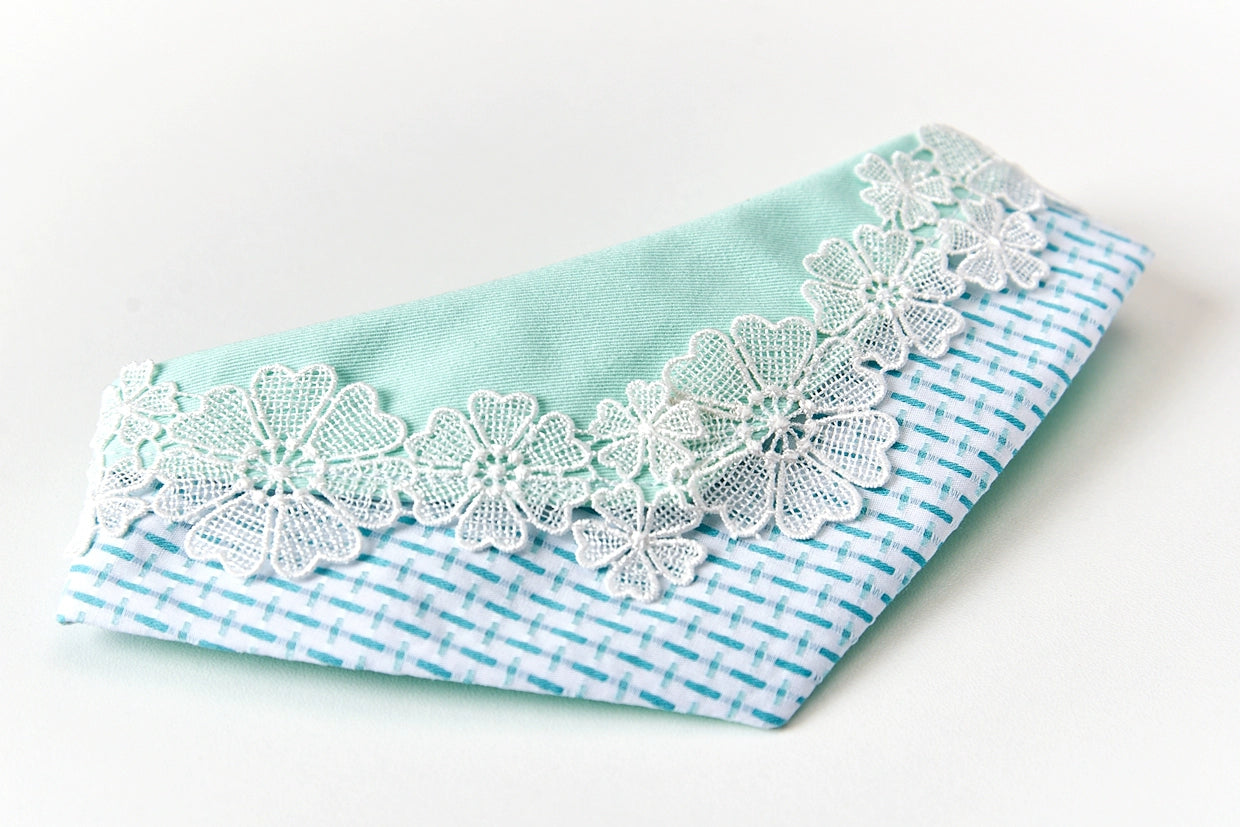 ♥Icy Mint♥ Pure Cotton Triangular Drool Bib & Scarf for Dogs & Cats,Hand-made/Customized Name Tag