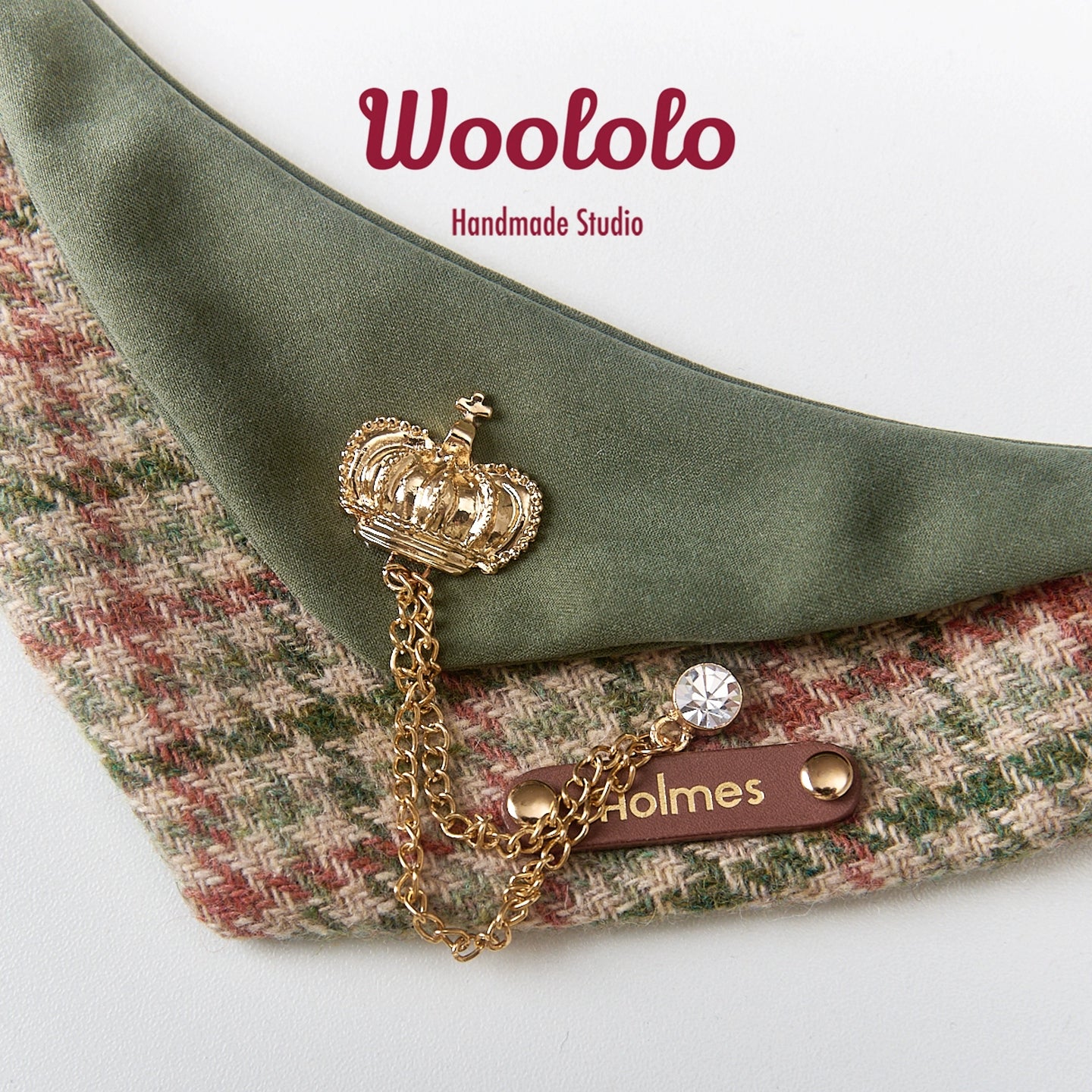 ♥Wool Blend♥ British Tweed Bibs,Triangular Scarves, and Neck Warmers for Cats & Dogs, Hand-made/customized Name Tag