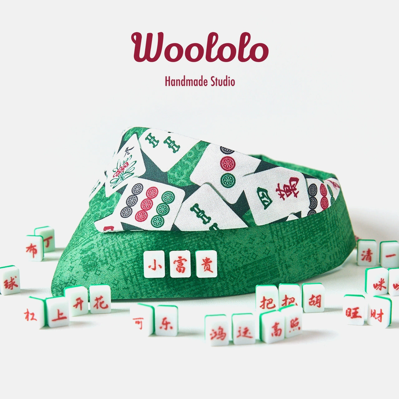 ♥Chinese Mahjong♥ Triangular Scarves with Saliva Towels, Hand-made/Customizable 3D-printed Pet Name Tag