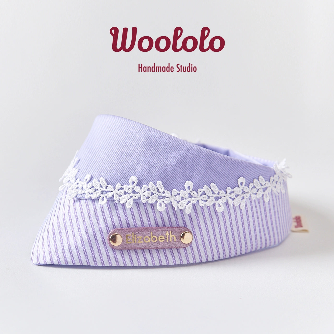 ♥Provence Lavender♥Romantic Purple like Taro Cream-Silky Cotton Triangular Drool Bib for Cats & Dogs,Handmade/Customizable Name Tag