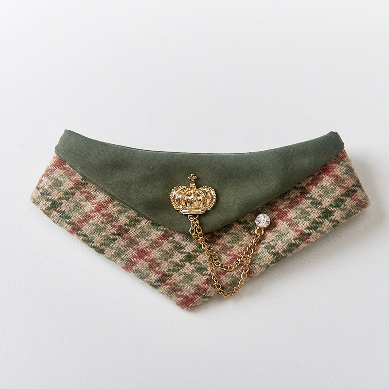 ♥Wool Blend♥ British Tweed Bibs,Triangular Scarves, and Neck Warmers for Cats & Dogs, Hand-made/customized Name Tag