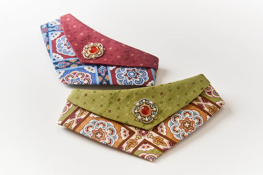 Dunhuang Caisson: Neo-Chinese Style costume bandanas, triangular scarves, accessory and collar for dogs and cats, handmade