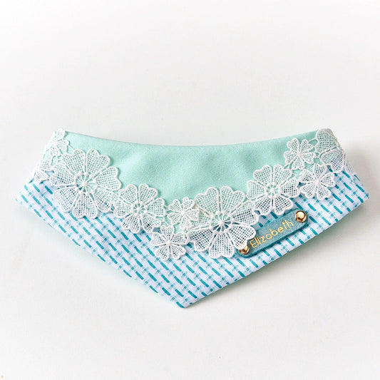 Icy Mint: Pure cotton costume bandanas, triangular scarves, accessory and collar for dogs & cats,hand-made/customized name tag