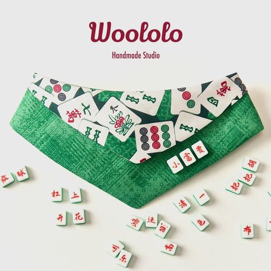 ♥Chinese Mahjong♥ Triangular Scarves with Saliva Towels, Hand-made/Customizable 3D-printed Pet Name Tag