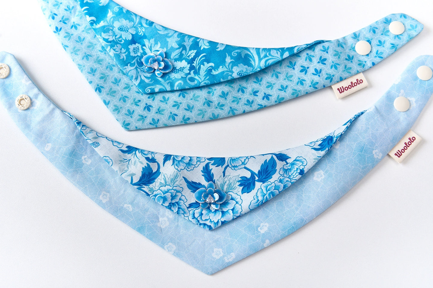 Blue-white Porcelain: Neo-Chinese style costume bandanas, triangular Scarves, accessory and collar for Dogs & Cats, Hand-made/Customized 3D-printed Name Tag