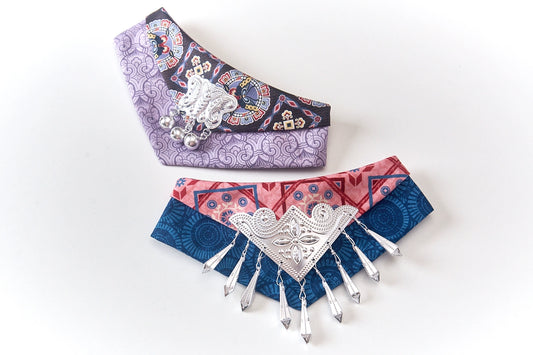 Miao ethnic: Neo-Chinese style costume bandanas, triangular scarves, accessory and collar for dogs & cats, handmade