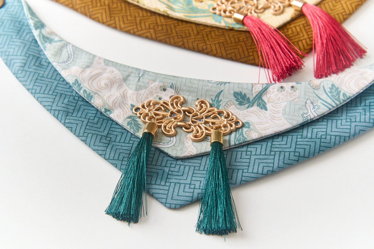 I'm a Guardian Genie‌: Chinese Dragon Boat Festival costume bandanas, triangular scarves, accessory and collar for cats & dogs, pure cotton/handmade/breathable/ancient protection