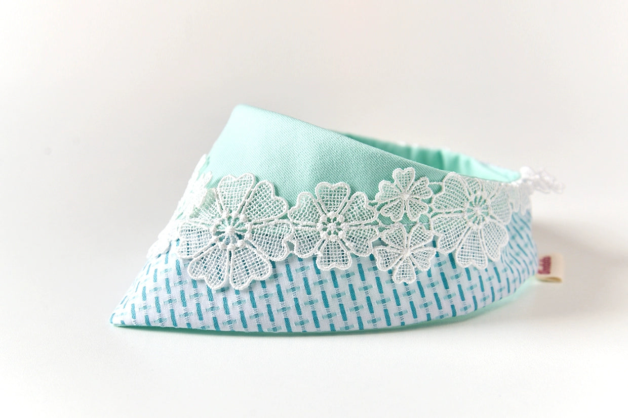 Icy Mint: Pure cotton costume bandanas, triangular scarves, accessory and collar for dogs & cats,hand-made/customized name tag