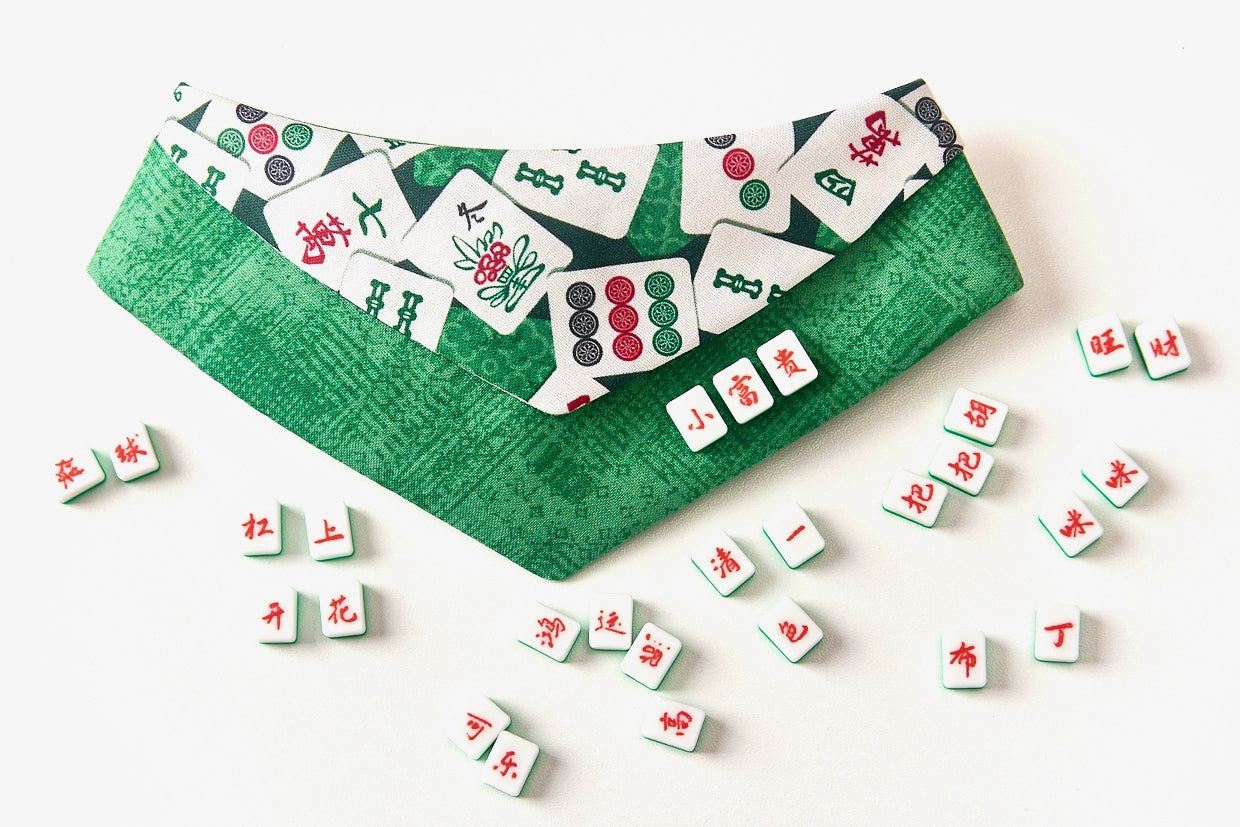 Chinese Mahjong: Costume bandanas, triangular scarves, accessory and collar, handmade/customizable 3D-printed pet name tag