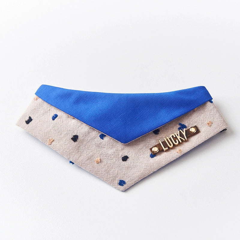 ♥I'm a Smurf~♥ Triangular Neckerchiefs for Cats and Dogs, Autumn and Winter Linen with Jacquard Patterns, Customizable Name Tag/Hand-made