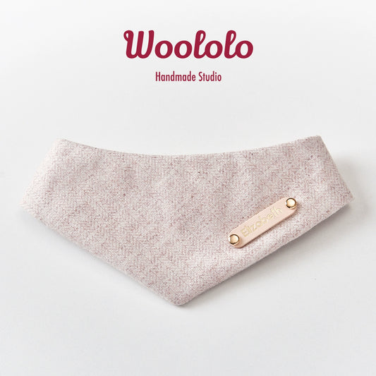 ♥65% Wool Blend♥ Oat Latte Drool Bib & Triangular Scarf for Cats & Dogs,Hand-made/Customized Name Tag