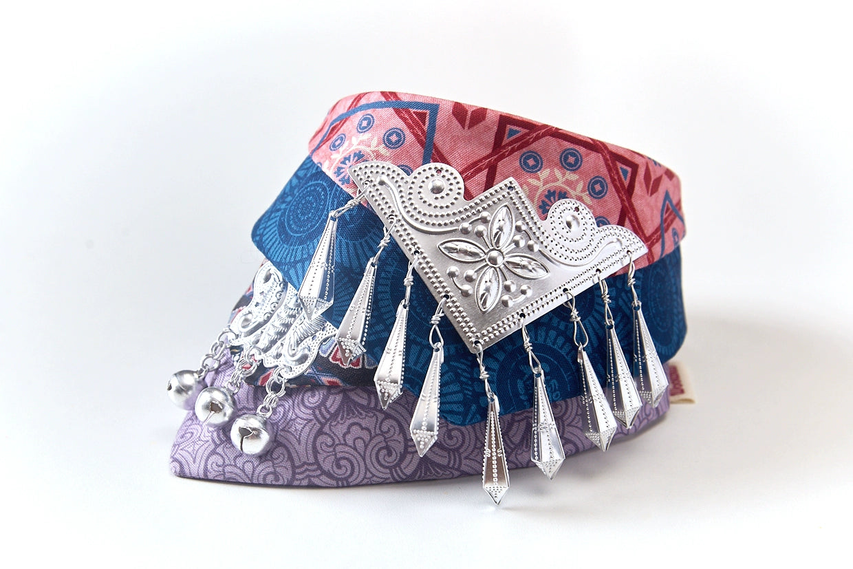 Miao ethnic: Neo-Chinese style costume bandanas, triangular scarves, accessory and collar for dogs & cats, handmade