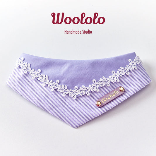 ♥Provence Lavender♥Romantic Purple like Taro Cream-Silky Cotton Triangular Drool Bib for Cats & Dogs,Handmade/Customizable Name Tag