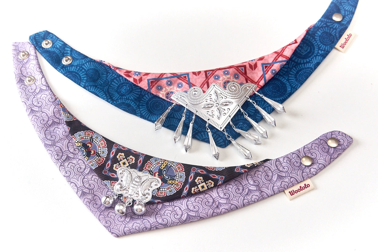 Miao ethnic: Neo-Chinese style costume bandanas, triangular scarves, accessory and collar for dogs & cats, handmade