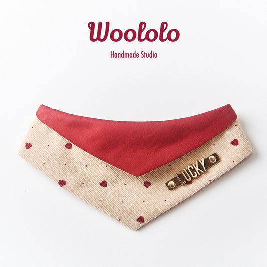 ♥My Heart Barks~♥
Christmas-themed custume corduroy bibs & scarf for cats and dogs with a heart pattern，Customizable name tag